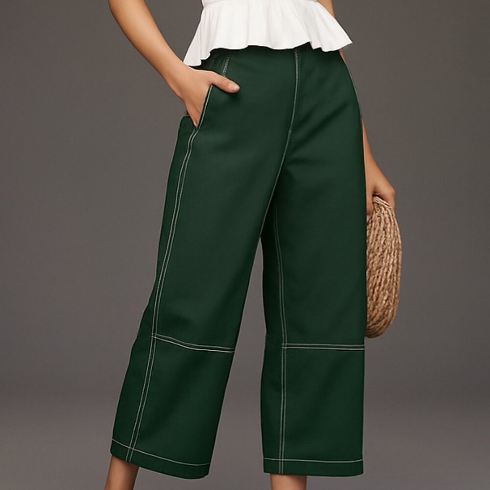 Anthropologie Pilcro Izzie Barrel Pants | Large | Forest Green